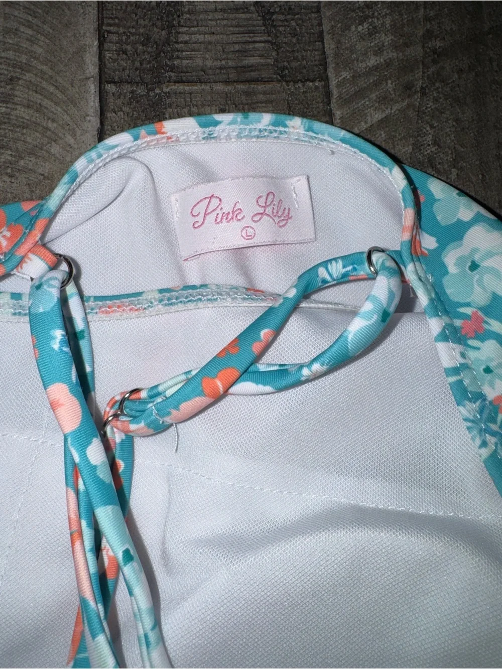 Pink Lily Teal Floral Cutout One-Piece Swimsuit - Picture 3 of 4